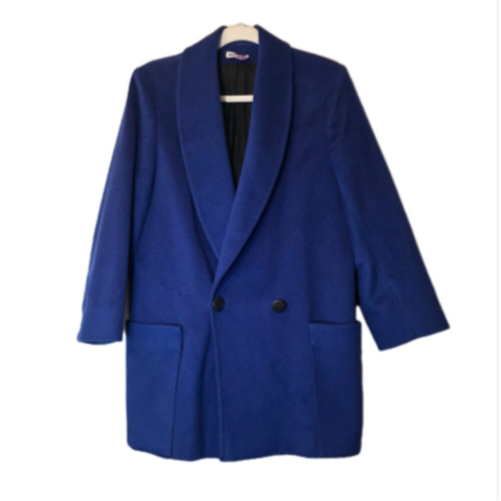 Vtg Womens Michelle Stewart Petite Blazer Overcoat Size M Wool Preppy Office
